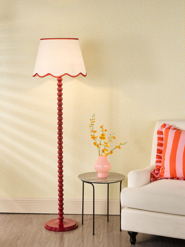 Dar SPO4925-POM1825 Spool Floor Lamp Red With Shade