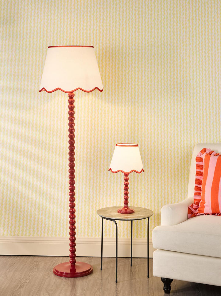 Dar SPO4925-POM1825 Spool Floor Lamp Red With Shade