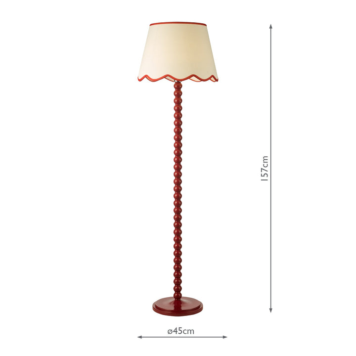 Dar SPO4925-POM1825 Spool Floor Lamp Red With Shade