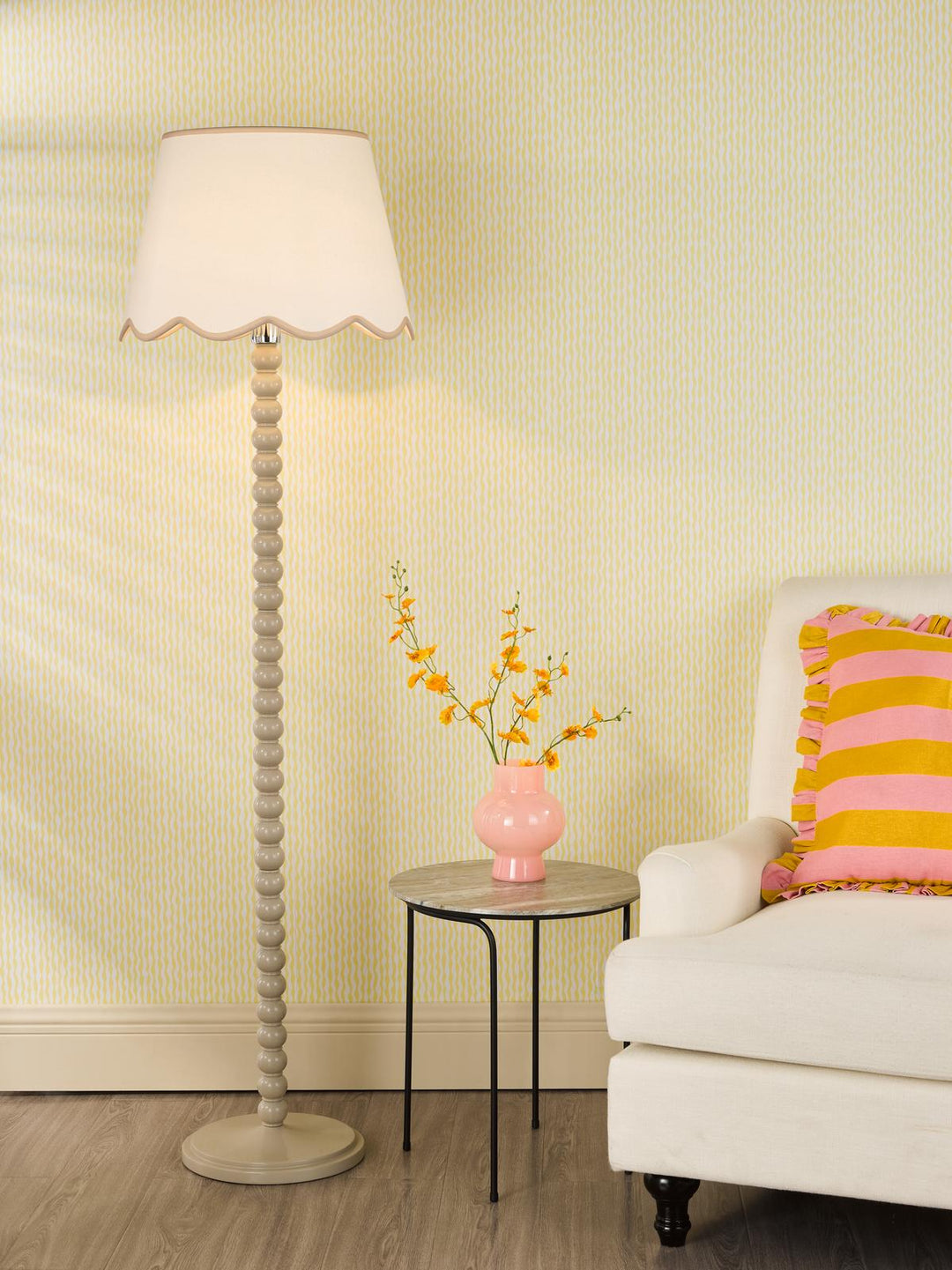 Dar SPO4929-POM1829 Spool Floor Lamp Taupe With Shade