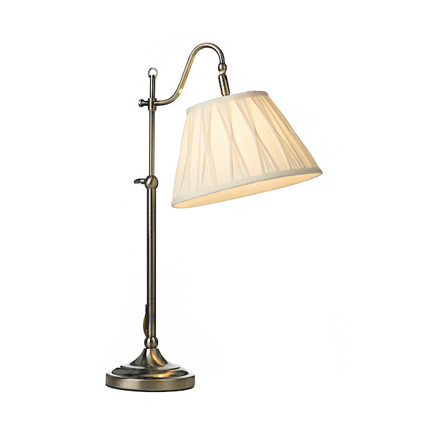 Dar SUF4075/X | Suffolk | Adjustable Table Lamp in Antique Brass | Cream Shade