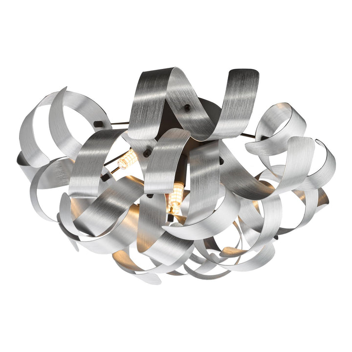 Dar SWA0422-04 Swash 4 Light Flush Matt Black and Brushed Aluminium