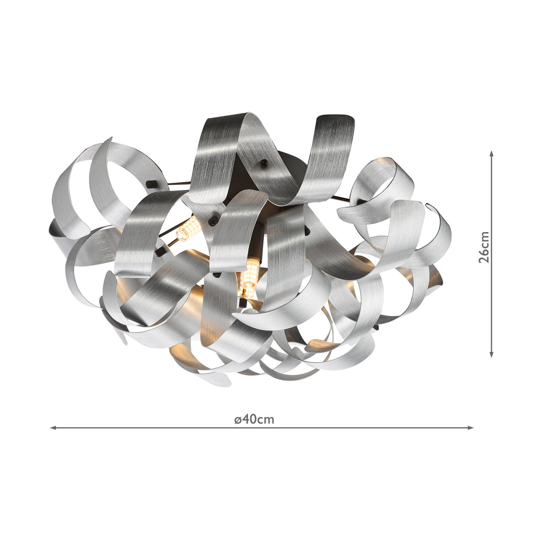 Dar SWA0422-04 Swash 4 Light Flush Matt Black and Brushed Aluminium