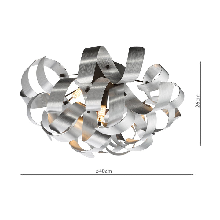 Dar SWA0422-04 Swash 4 Light Flush Matt Black and Brushed Aluminium