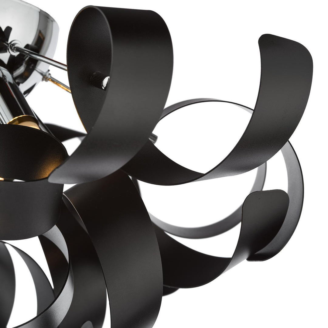 Dar SWA0450-03 Swash 4 Light Flush Polished Chrome and Satin Black