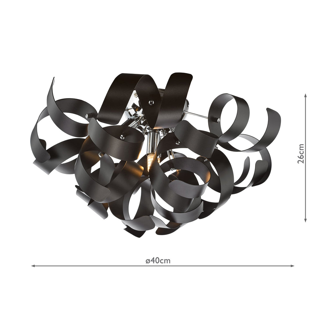 Dar SWA0450-03 Swash 4 Light Flush Polished Chrome and Satin Black
