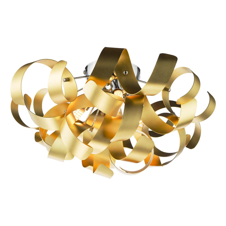 Dar SWA0450-05 Swash 4 Light Flush Polished Chrome and Brushed Gold