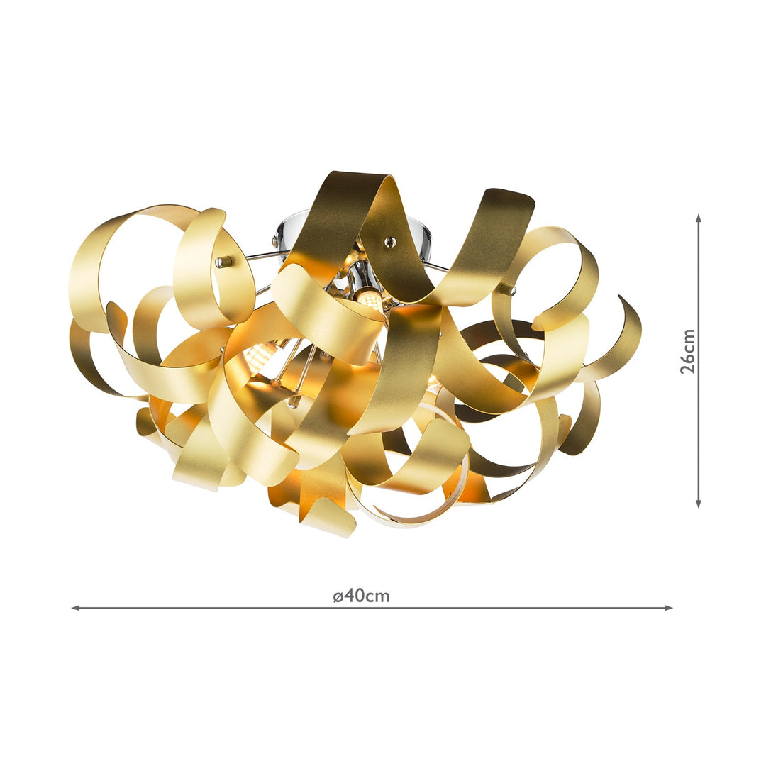 Dar SWA0450-05 Swash 4 Light Flush Polished Chrome and Brushed Gold