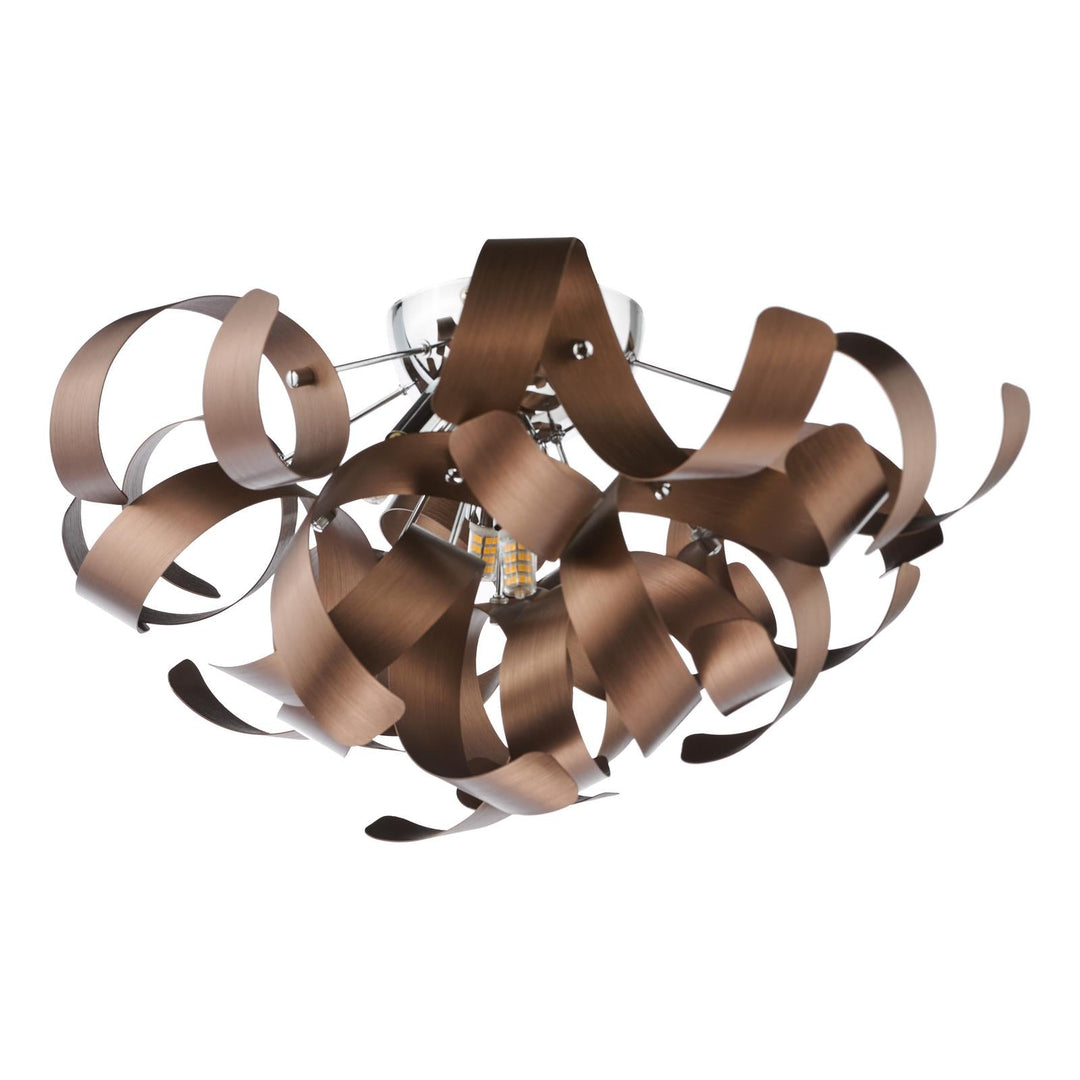 Dar SWA0450-06 Swash 4 Light Flush Polished Chrome and Brushed Copper