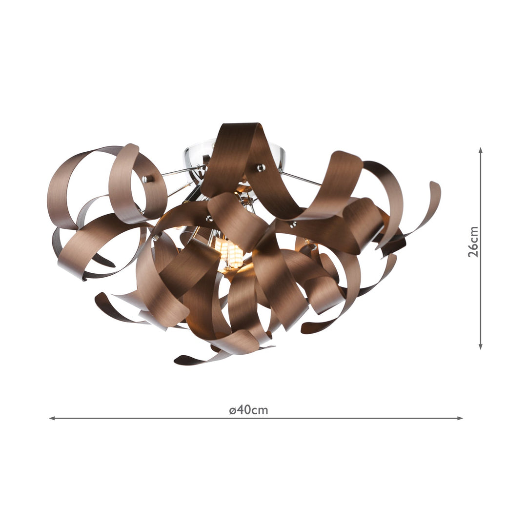 Dar SWA0450-06 Swash 4 Light Flush Polished Chrome and Brushed Copper