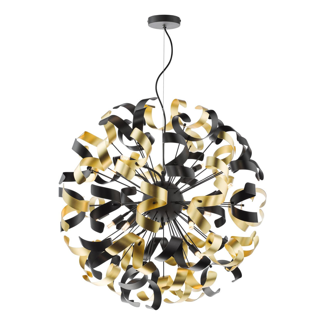 Dar SWA1222-02 Swash 12 Light Pendant Matt Black and Satin Black