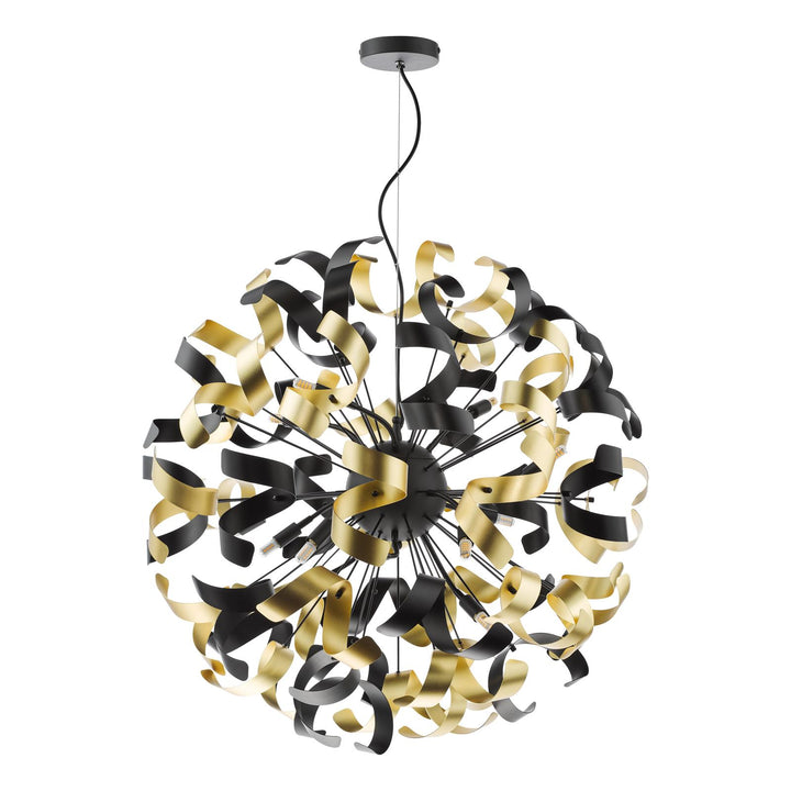 Dar SWA1222-02 Swash 12 Light Pendant Matt Black and Satin Black