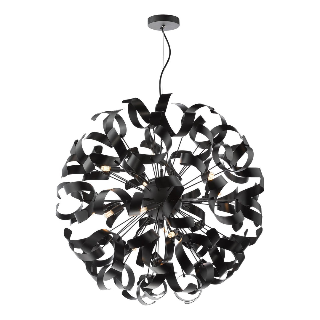 Dar SWA1222-03 Swash 12 Light Pendant Matt Black and Satin Black