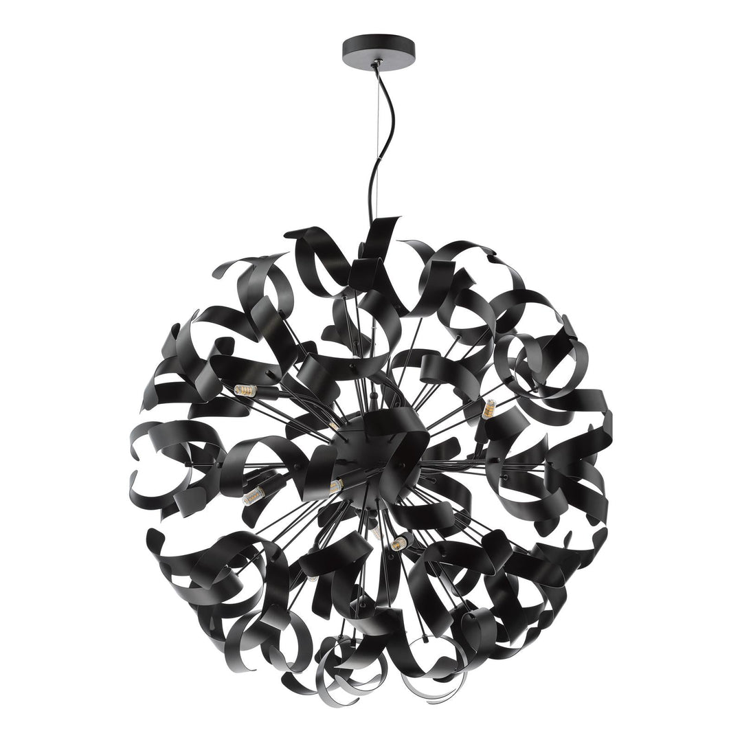 Dar SWA1222-03 Swash 12 Light Pendant Matt Black and Satin Black