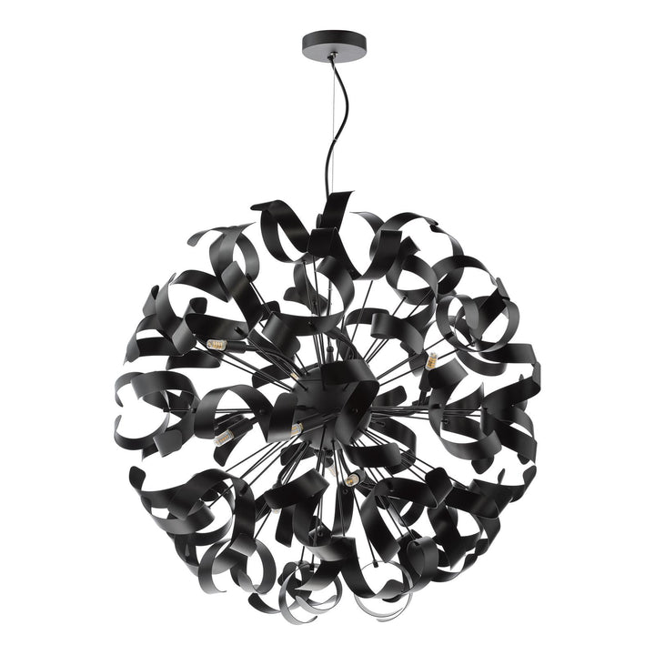 Dar SWA1222-03 Swash 12 Light Pendant Matt Black and Satin Black