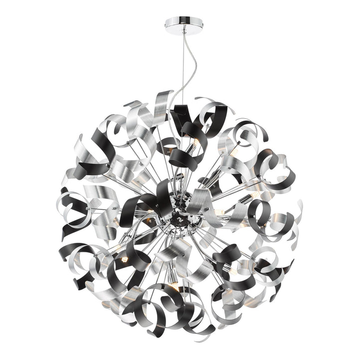 Dar SWA1250-01 Swash 12 Light Pendant Polished Chrome and Brushed Aluminium