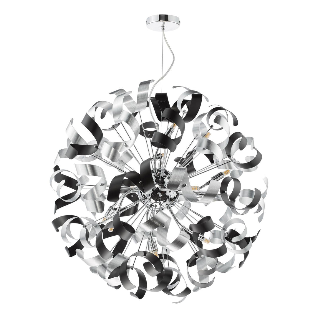 Dar SWA1250-01 Swash 12 Light Pendant Polished Chrome and Brushed Aluminium