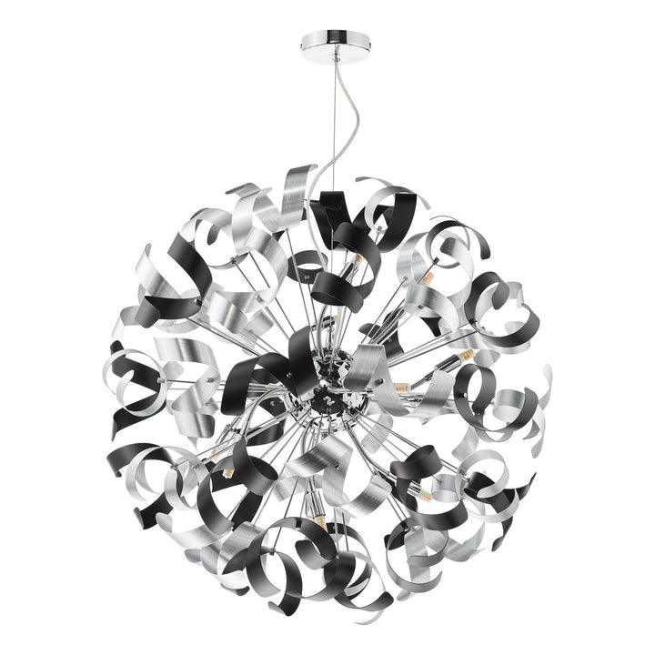 Dar SWA1250-01 Swash 12 Light Pendant Polished Chrome and Brushed Aluminium