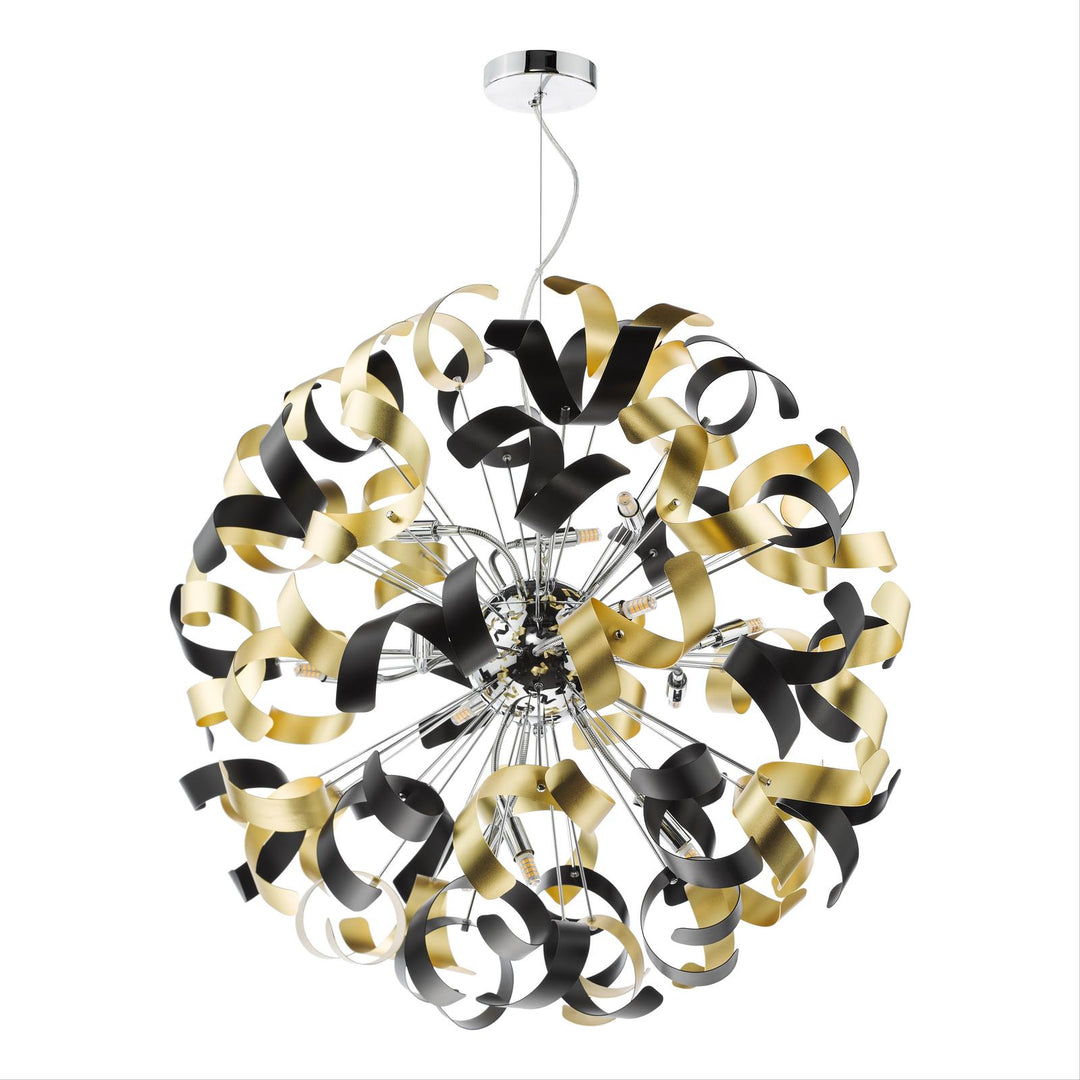 Dar SWA1250-02 Swash 12 Light Pendant Polished Chrome and Brushed Gold
