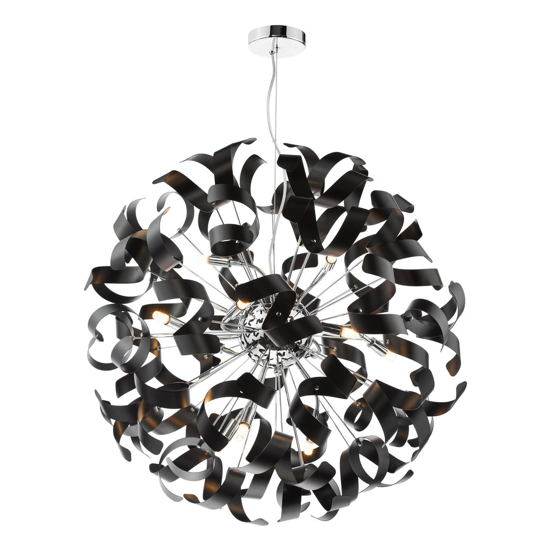 Dar SWA1250-03 Swash 12 Light Pendant Polished Chrome and Satin Black
