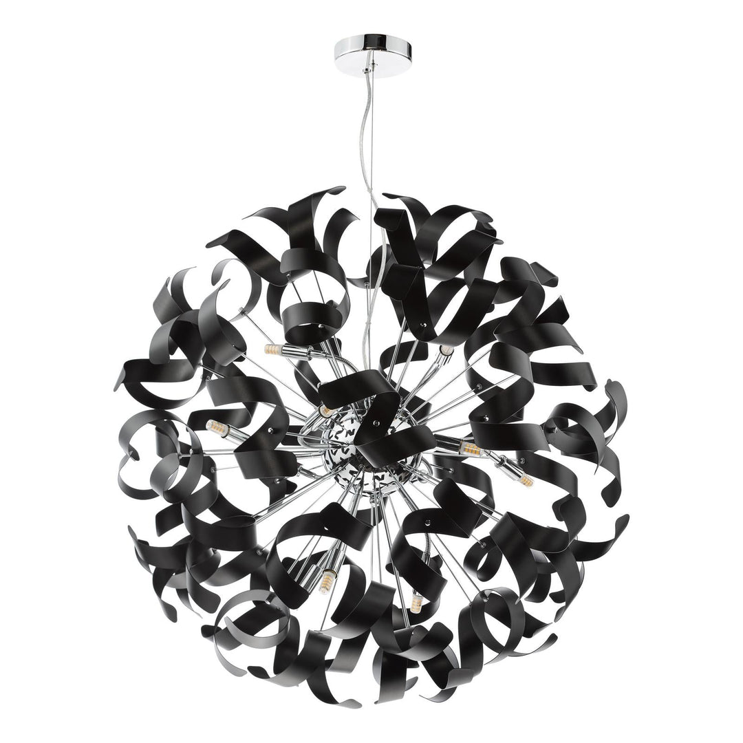 Dar SWA1250-03 Swash 12 Light Pendant Polished Chrome and Satin Black