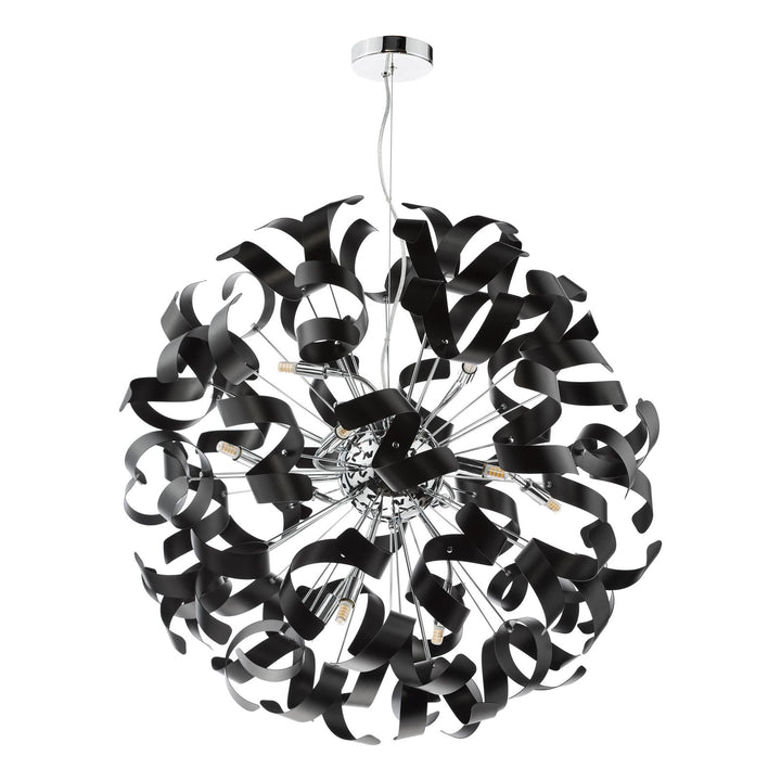 Dar SWA1250-03 Swash 12 Light Pendant Polished Chrome and Satin Black