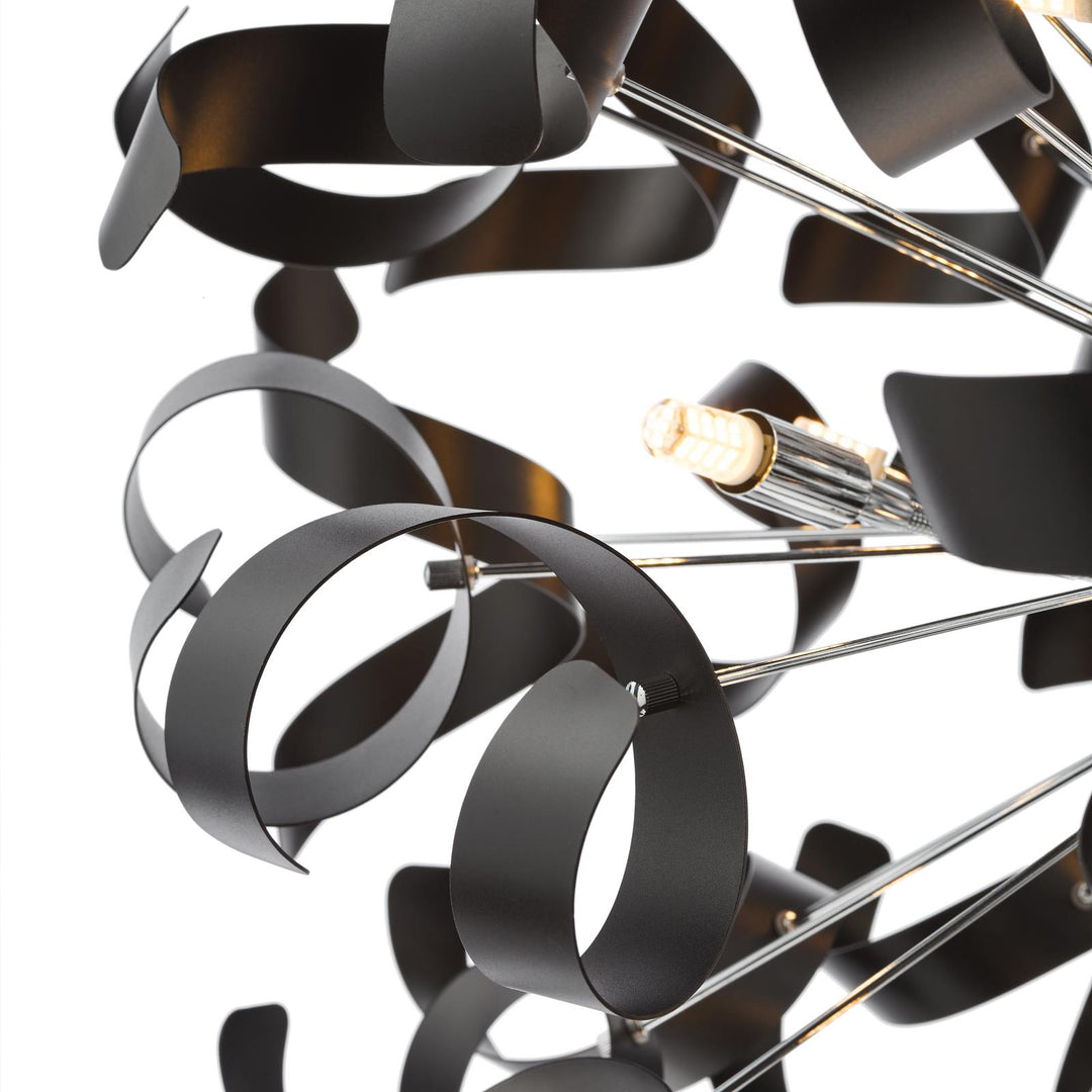 Dar SWA1250-03 Swash 12 Light Pendant Polished Chrome and Satin Black
