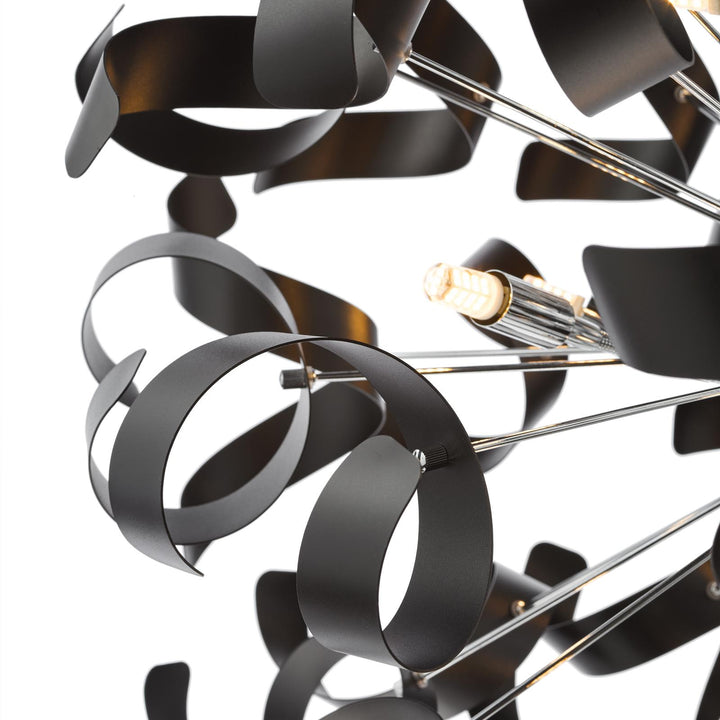 Dar SWA1250-03 Swash 12 Light Pendant Polished Chrome and Satin Black