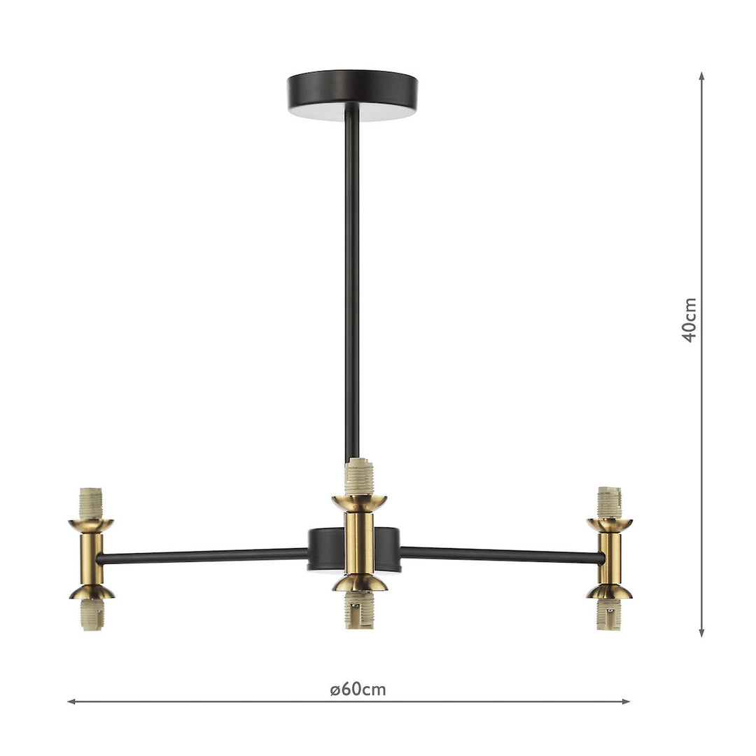 Dar TAK0654-F Takara 6 Light Semi-Flush Matt Black And Bronze Fitting Only (S)