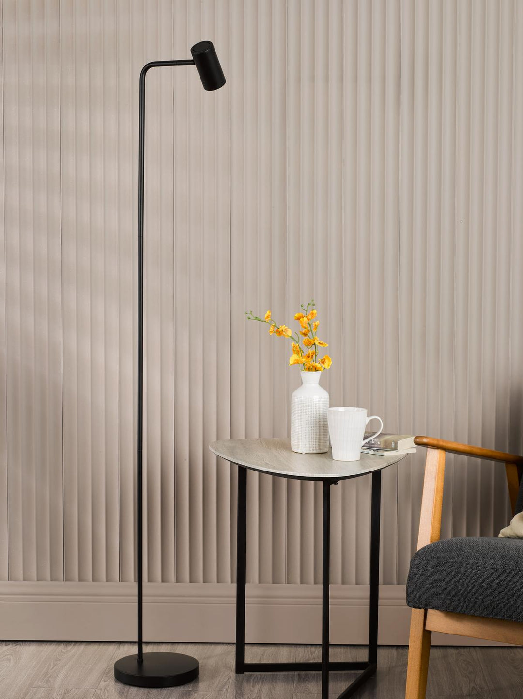 Dar THI4922 Thierry Task Floor Lamp Matt Black