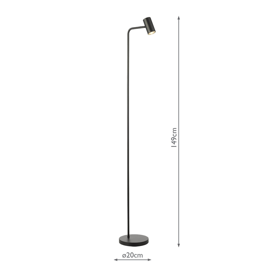 Dar THI4922 Thierry Task Floor Lamp Matt Black