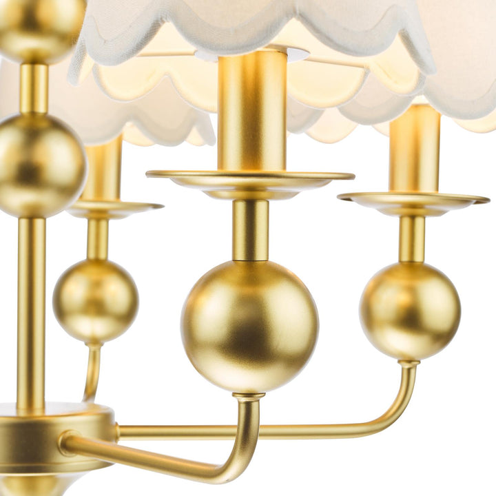 Dar TIL0535-NER262 Tilda 5 Light Pendant Satin Gold With Shade