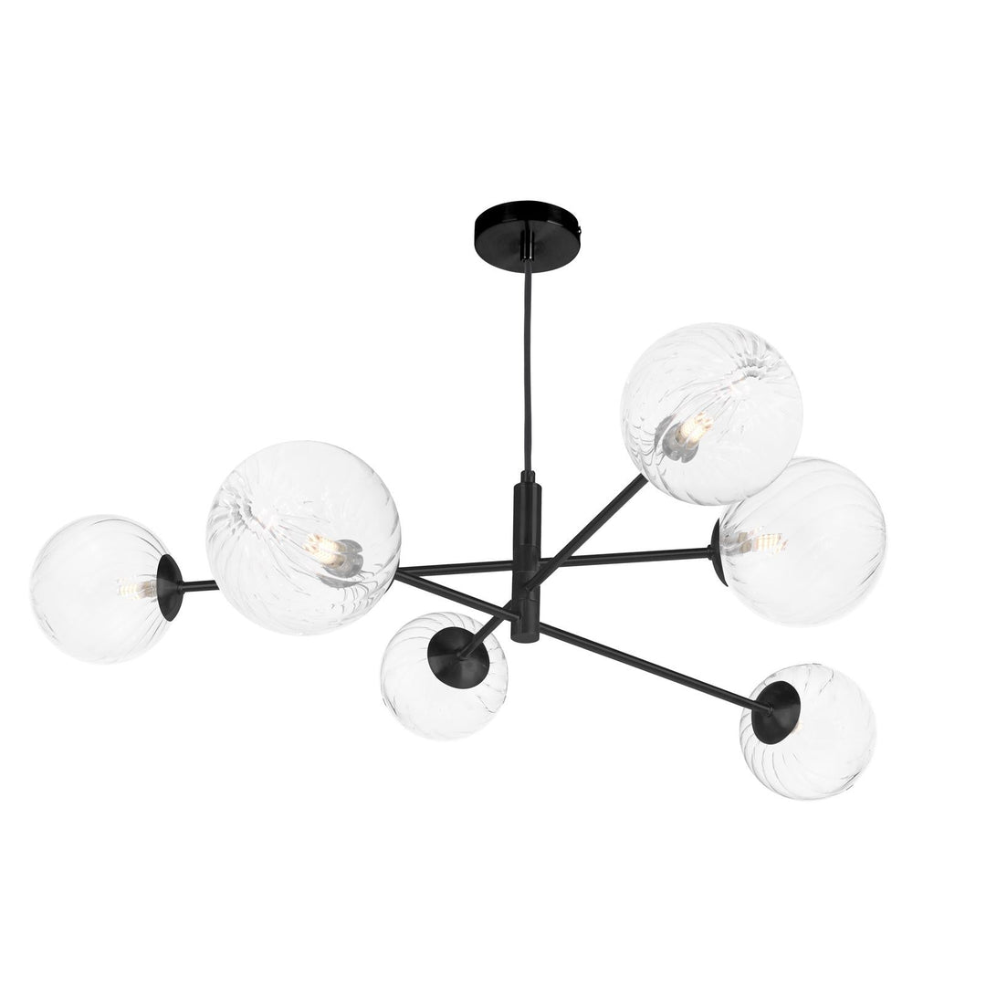 Dar VIG0622-22 Vignette 6 Light Pendant Matt Black With Closed Glass