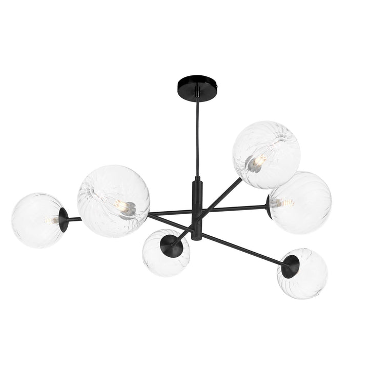 Dar VIG0622-22 Vignette 6 Light Pendant Matt Black With Closed Glass