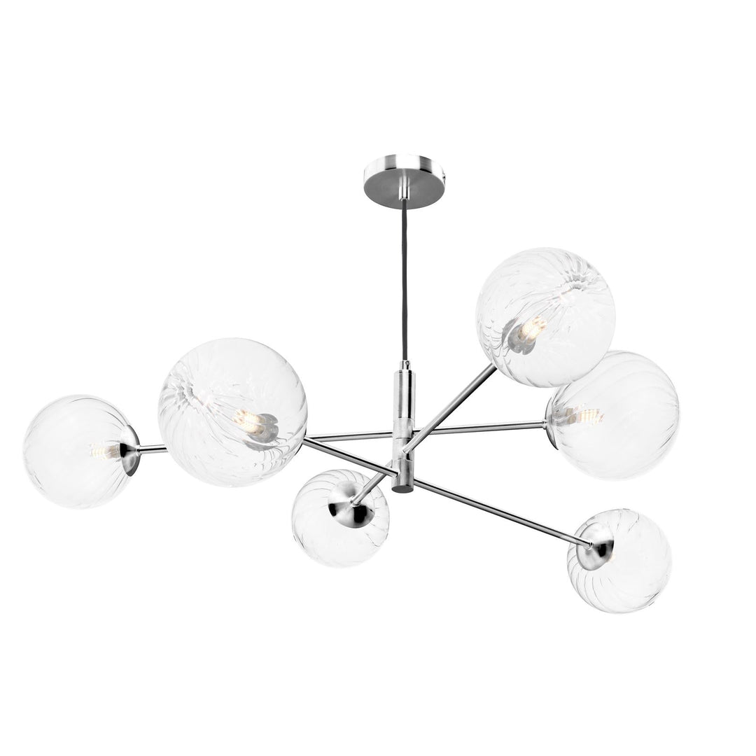 Dar VIG0650-22 Vignette 6 Light Pendant Polished Chrome With Closed Glass