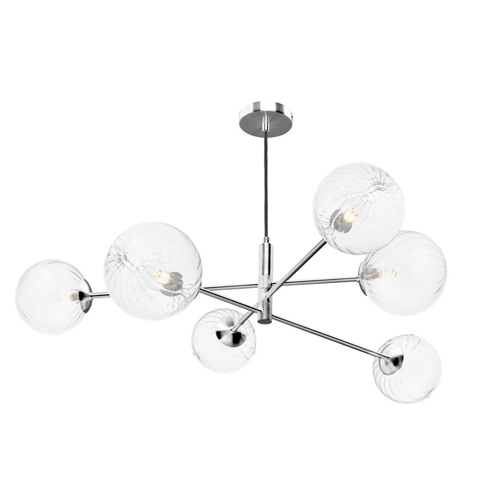 Dar VIG0650-22 Vignette 6 Light Pendant Polished Chrome With Closed Glass