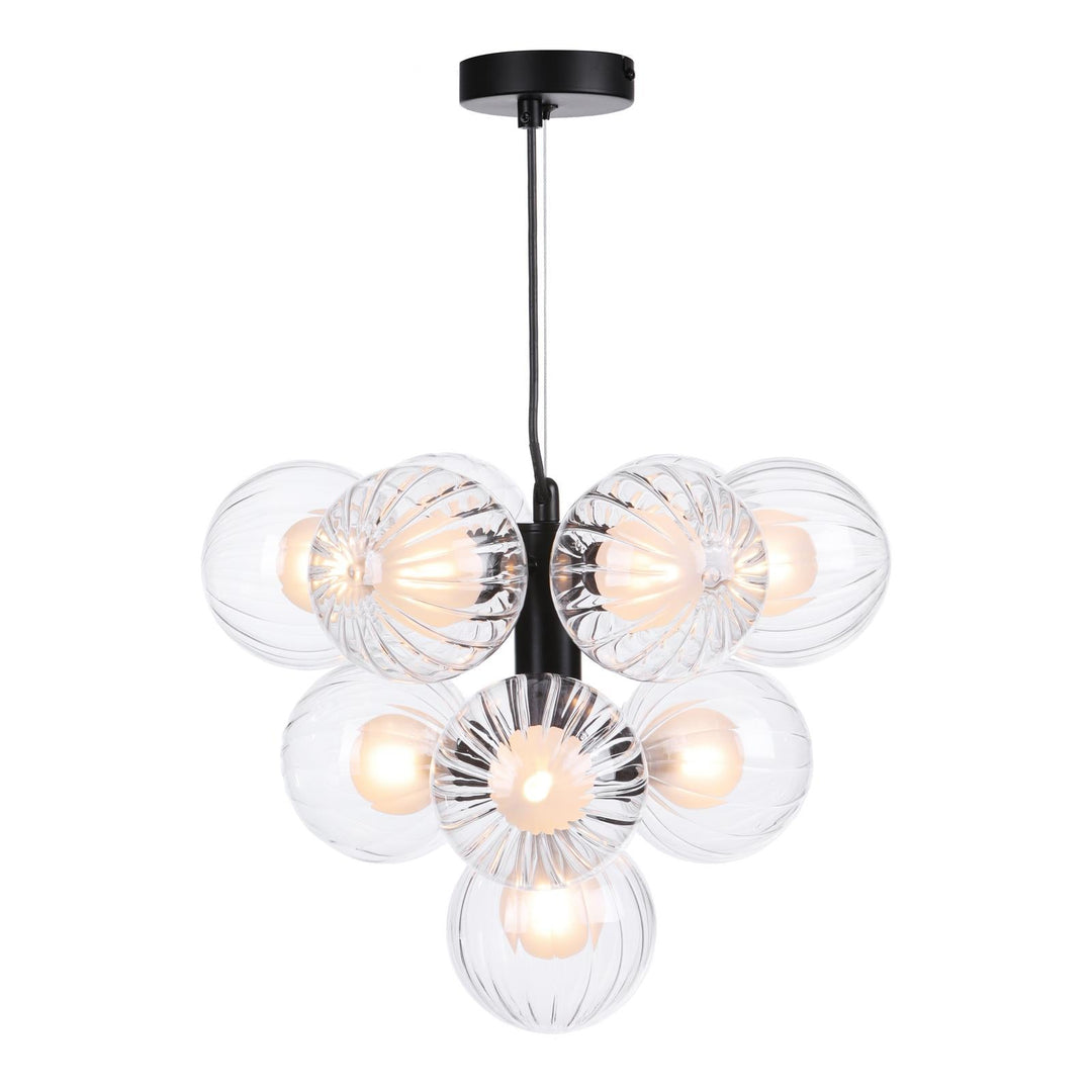 Dar VIN2322-20 Vine 10 Light Pendant Satin Black With Clear/Opal Glass