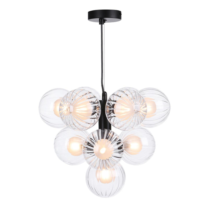Dar VIN2322-20 Vine 10 Light Pendant Satin Black With Clear/Opal Glass