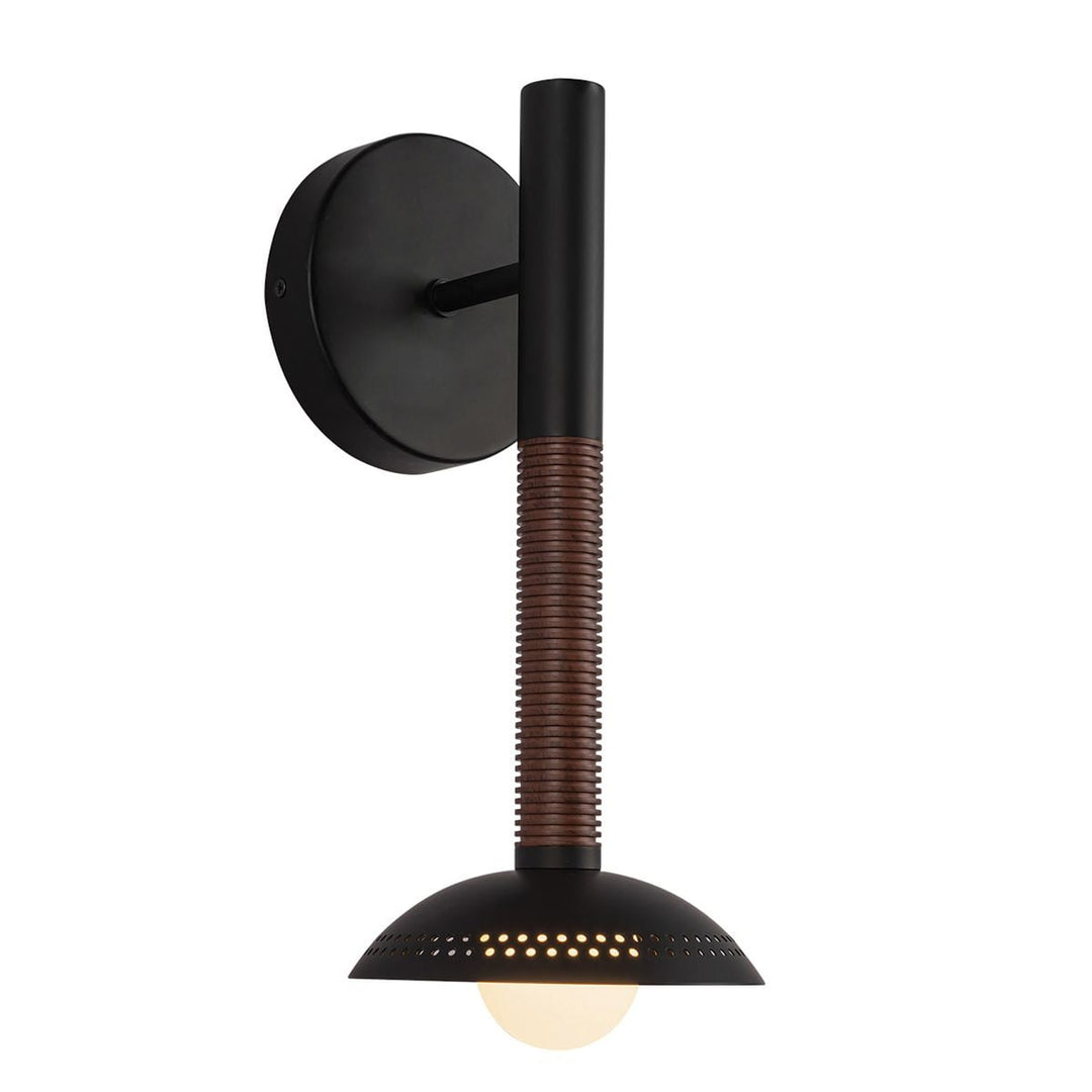 Alora Mood ALM-ARDEN-LED-1WB-MB Arden 1 Light LED Wall Light  Matte Black, Walnut Wood Veneer