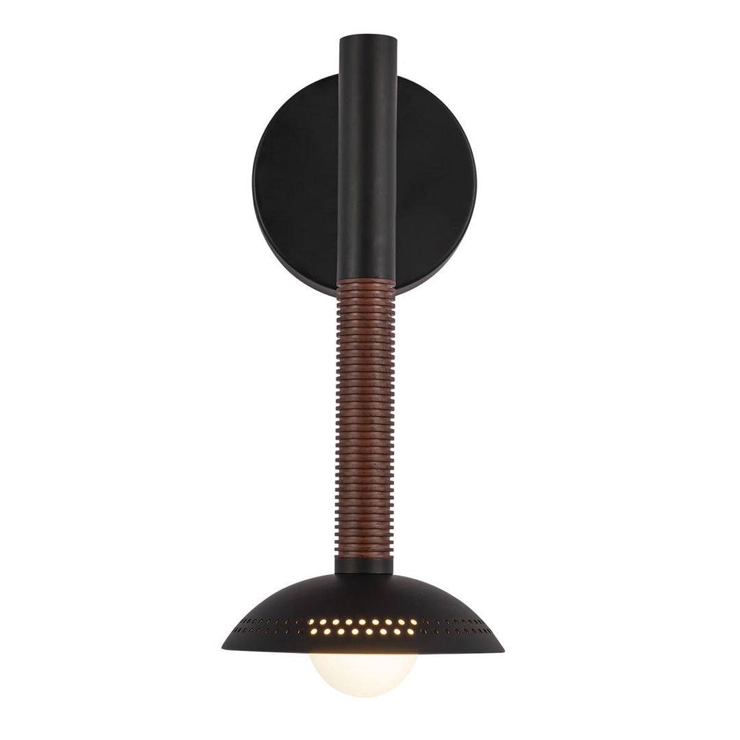 Alora Mood ALM-ARDEN-LED-1WB-MB Arden 1 Light LED Wall Light  Matte Black, Walnut Wood Veneer