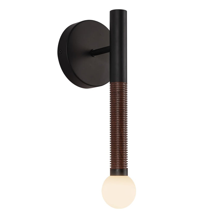 Alora Mood ALM-ARDEN-LED-1WB-MB Arden 1 Light LED Wall Light  Matte Black, Walnut Wood Veneer