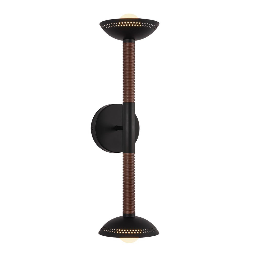Alora Mood ALM-ARDEN-LED-2WB-MB Arden 2 Light LED Wall Light  Matte Black, Walnut Wood Veneer