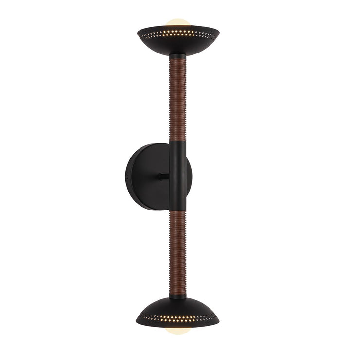 Alora Mood ALM-ARDEN-LED-2WB-MB Arden 2 Light LED Wall Light  Matte Black, Walnut Wood Veneer