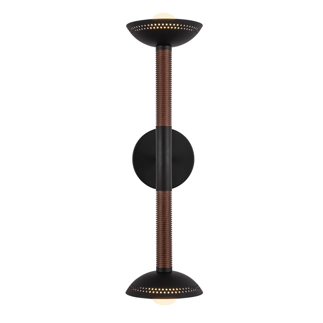 Alora Mood ALM-ARDEN-LED-2WB-MB Arden 2 Light LED Wall Light  Matte Black, Walnut Wood Veneer