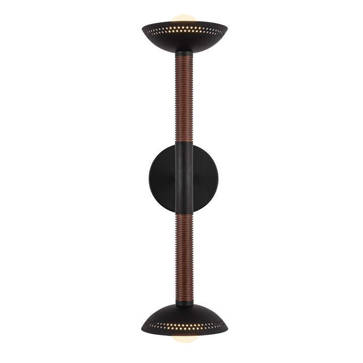 Alora Mood ALM-ARDEN-LED-2WB-MB Arden 2 Light LED Wall Light  Matte Black, Walnut Wood Veneer