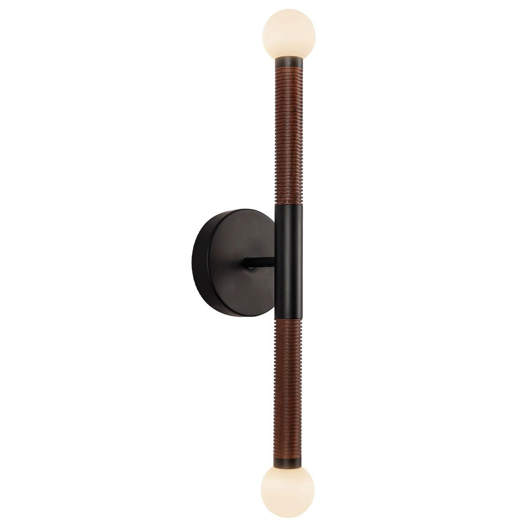 Alora Mood ALM-ARDEN-LED-2WB-MB Arden 2 Light LED Wall Light  Matte Black, Walnut Wood Veneer