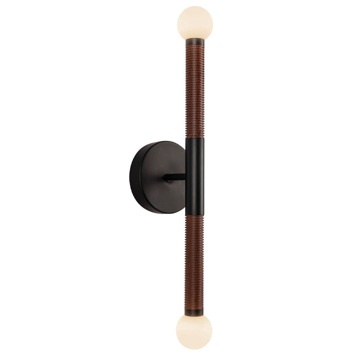 Alora Mood ALM-ARDEN-LED-2WB-MB Arden 2 Light LED Wall Light  Matte Black, Walnut Wood Veneer