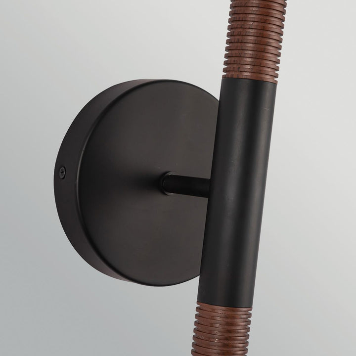 Alora Mood ALM-ARDEN-LED-2WB-MB Arden 2 Light LED Wall Light  Matte Black, Walnut Wood Veneer