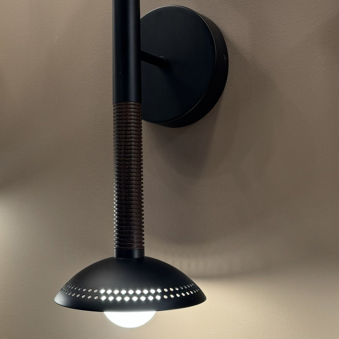 Alora Mood ALM-ARDEN-LED-2WB-MB Arden 2 Light LED Wall Light  Matte Black, Walnut Wood Veneer