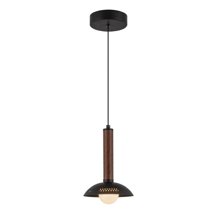 Alora Mood ALM-ARDEN-LED-MP-MB Arden LED Mini Pendant Matte Black, Walnut Wood Veneer